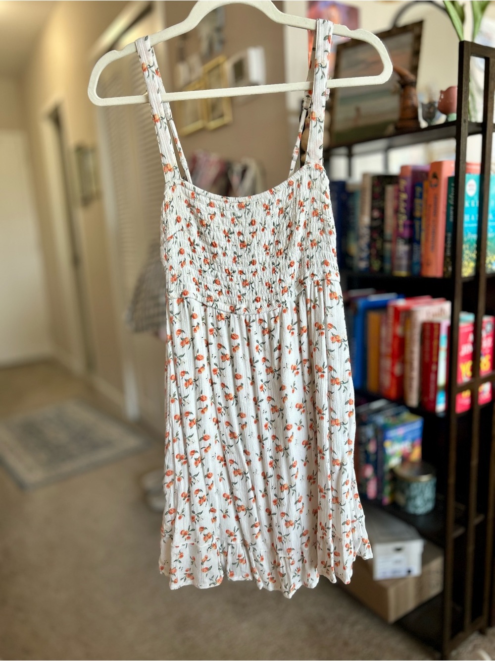 Abercrombie & Fitch White Sundress with Peach Floral Print